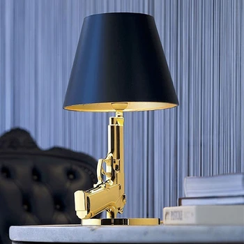Kaasaegne Galvaniseeritud Vaik Relva Tabel Lamp E27 Kuld, Hõbe Püstol Disain Laua Decor Light Valgustus Lugemise Valguse Öö