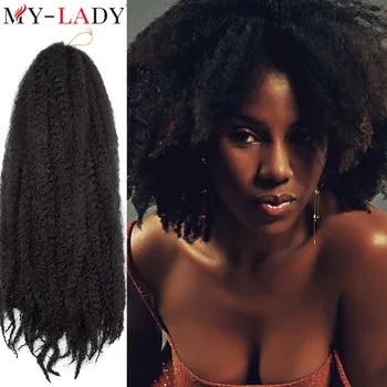 Minu-Lady Sünteetiline 18inches Heegelda Brasiilia Punutud Afro Krussis Aafrika Pikk Ombre iga Päev Pool juuksepikendusi Tegevussuuna Naine