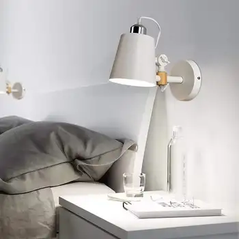 Põhjamaade kaasaegse täispuidust LED seina lamp must ja valge hotel villa magamistuba, elutuba öö trepikoda valgustus