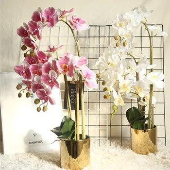 Suur Lateks 3D-Printimine Kunstlikud Lilled Orhideed Reaalne Tunne Simulatsiooni Kodu Pulm Teenetemärgi Flores Pulm Kimp
